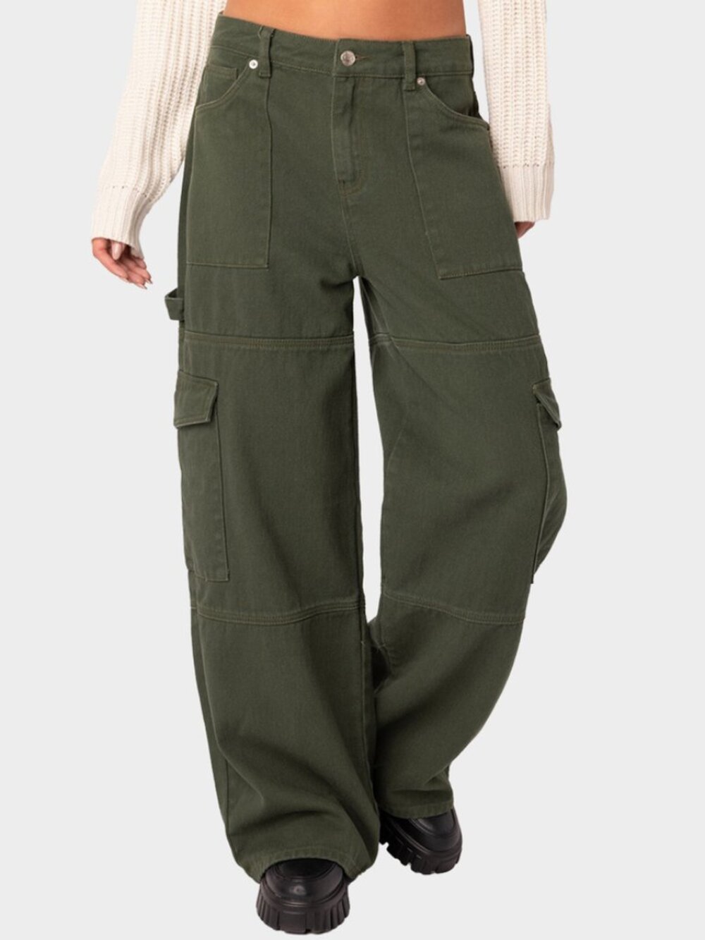 Brand-new Edikted olive denim cargo pants.
